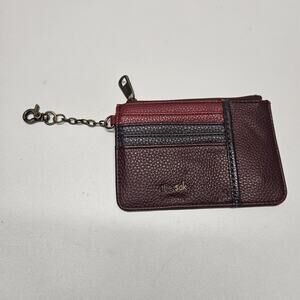 The Sak Iris Card Wallet Brown Red Pebbled Keychain Leather Wallet Accessory